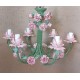 Lustre floral rosa e verde oliva
